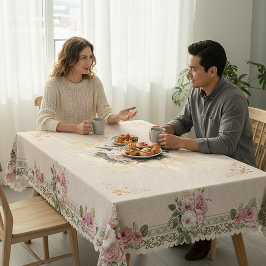 🌸 🍽️ Vanntett duk med blomstertrykk for middager og fester – Flekkavvisende, HD-utskrift og slitesterk polyester – Elegant og enkel å vedlikeholde ✨
