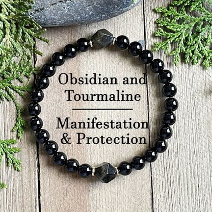 ⏳🔥LIMITED-TIME 50% OFF! ⏰ Elegance Black Obsidian Beaded Bracelet – Genuine Natural Stones, Protective Energy & Elastic Stretch Design – Modern Style for Daily Wear ✨