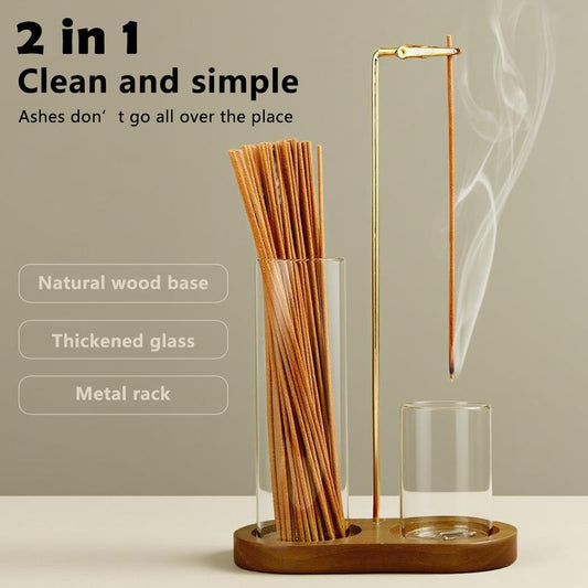 ⏳ Kun for en kort tid – 50 % RABATT ⏰2-i-1 Røkelses- & Lysholder Aromaterapi Diffuser med Base i Naturlig Tre