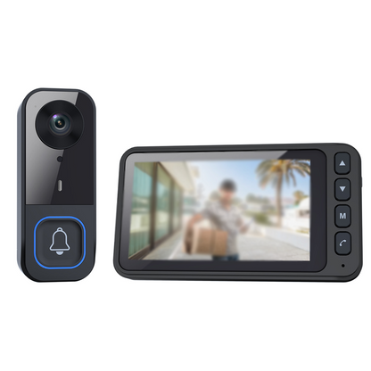 📹 Wireless Video Doorbell with 4.3" Screen Monitor – 1080P/2K HD Camera, PIR Motion Detection, Two-Way Audio, Local Storage No Monthly Fee ✨