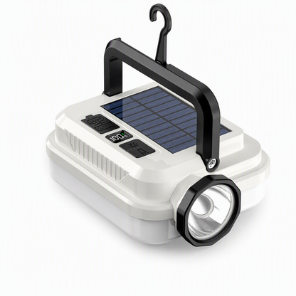 🏕️ 50% RABATT NÅ! Solar Campinglykt med To Lyskilder – Multifunksjonell Arbeidslampe med Powerbank for Camping, Fotturer & Strømbrudd