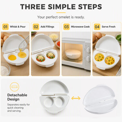 🔥 50% RABATT 🍳 2-i-1 Eggkoker til Mikrobølgeovn – Rask Frokost, Mindre Oppvask