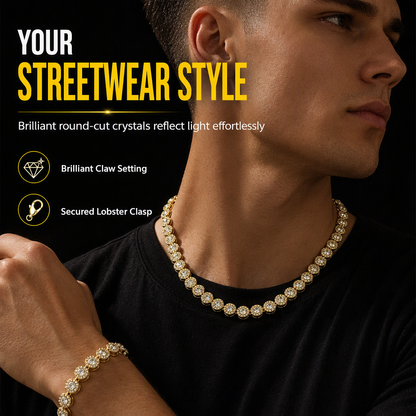 🎁 TIDSBEGRENSET 50% RABATT! Menns Hip-Hop Rund Rhinestone Halskjede—Trendy, Iced-Out Statement Smykke