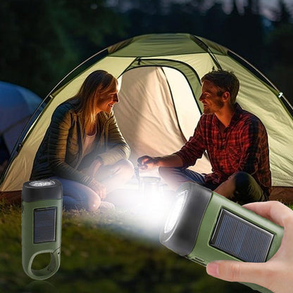 📢📢50% RABATT !!⏰Utendørs nødlampe (håndsveiv + solcelle + USB-lading)