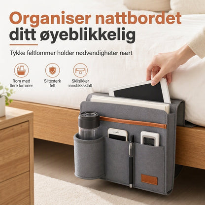 ⏳ Kun for en kort tid – 50 % RABATT ⏰Minimalistisk filt-opphengbar lommeholder for nattbord, oppbevaringspose for studenthybel, 1 stk
