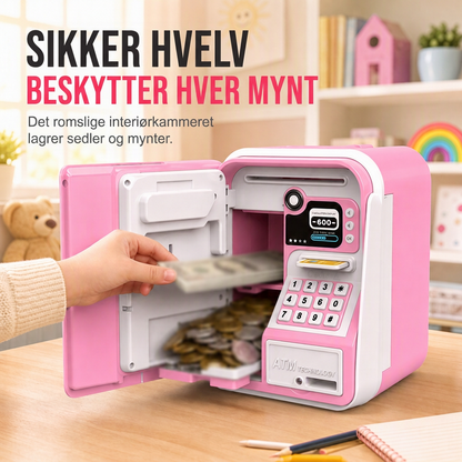 📢📢 50 % RABATT !! ⏰Elektronisk ATM-sparebøsse for barn, med passordlås, simulert fingeravtrykkssensor, kortinnføring og automatisk inntrekk av sedler
