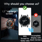 ⌚ Smartklokke: 1000 mAh batteri, 1,7" HD-skjerm, 100+ sportsmoduser, LED-lommelykt, utskiftbare reimer