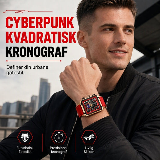 ⏳ Kun for en kort tid – 50 % RABATT ⏰Firkantet kvartsur for menn med silikonrem, hullskive og kalender, forretnings- og fritidsklokke