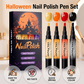 🎃 Neglelakkpenn-sett til halloween: Hurtigtørkende, luktfri, vannbasert, 4 festfarger, pennestil
