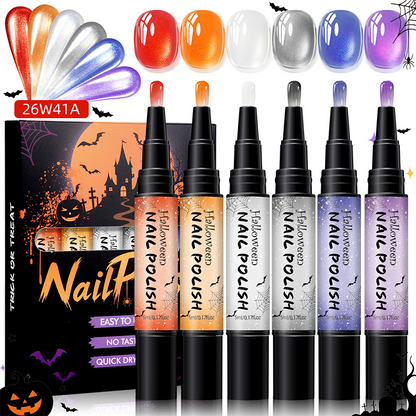 🎃 Neglelakkpenn-sett til halloween: Hurtigtørkende, luktfri, vannbasert, 4 festfarger, pennestil