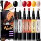 🎃 Neglelakkpenn-sett til halloween: Hurtigtørkende, luktfri, vannbasert, 4 festfarger, pennestil