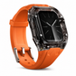 Integrert smartklokkerem med beskyttelsesdeksel, fargeblokkert gjennomsiktig sportsreim for 40 mm, 41 mm, 42 mm, 44 mm, 45 mm, 46 mm, 49 mm