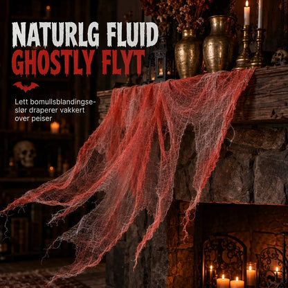 Halloween skummelt stoff gasbind hengende dekorasjon 215 x 500 cm stort stoffrekvisitt til spøkelseshus og festesceneoppsett