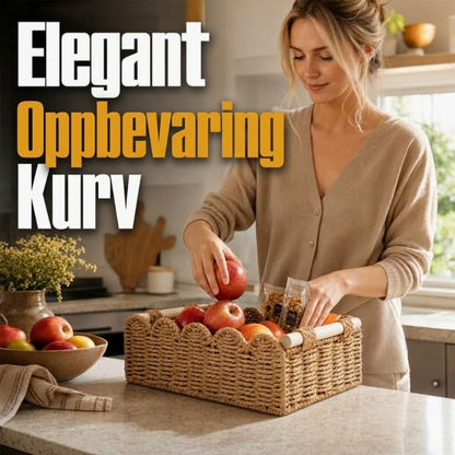 ⏳ Kun for en kort tid – 50 % RABATT ⏰Vevd oppbevaringskurv med trehåndtak