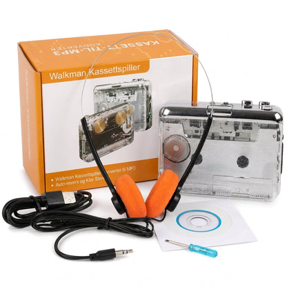 📼50% RABATT NÅ! 🔄 Gjennomsiktig kassettspiller – Bånd til MP3-konverterer, Type-C & Hi-Fi-stereo – Nostalgi møter moderne teknologi 🎵