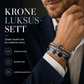 💎Eksklusive smykker💎Sett med 3 armbånd i rustfritt stål med krone for menn