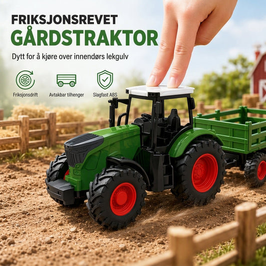 Stort gårdstraktorlekesett for barn med tilhenger og tilbehør, friksjonsdrevet og fjernstyrte ingeniørkjøretøyer for gutter