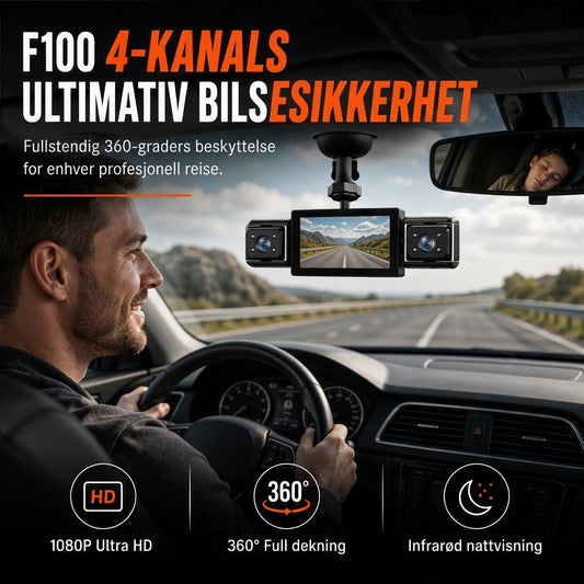 ⏳Kun for en kort tid – 50% RABATT ⏰🚗🎥 Fire-linsers roterbar bilkamera | Multivinkel 1080p-opptak inne og ute i bilen med infrarød nattsyn 🔄