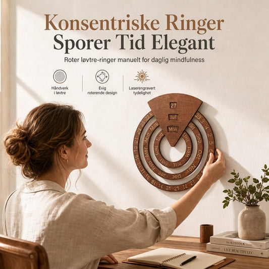 ⏳Tidsbegrenset 50% rabatt⏰Sirkulær roterende evighetskalender i tre🪵📅