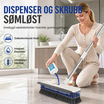 ⏳Kun for en kort tid – 50% RABATT ⏰Gulvskrubb med væskeautomat og gummiskrape