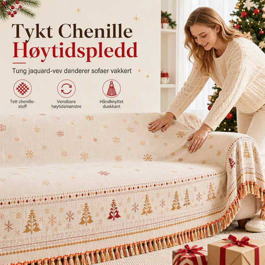⏳Kun for en kort tid – 50% RABATT ⏰Fortykket juleinspirert chenille-sofaovertrekk med full dekning, kjæresikkert og flekkavvisende