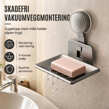 ⏳🔥 KUN I KORT TID: 50 % RABATT! ⏰ Vakuumsugekopp såpeskål: V-formet drenering, rustfritt aluminium, ingen boring, vrielås 🧼