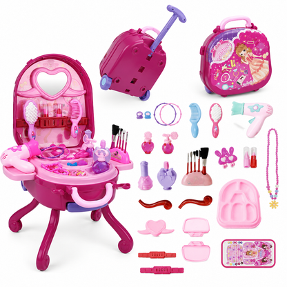 🎀 50 % RABATT! 🧳 Sminketaske for barn – Bærbart leksett for rollespill for jenter ✨