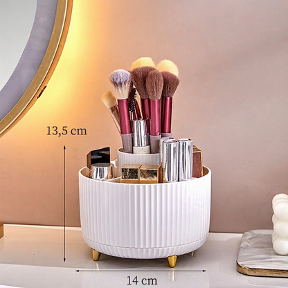 💄Roterende kosmetikkorganizer med støvbeskyttelse - for børster, leppestifter og øyenskygger, for sminkebord og skrivebord