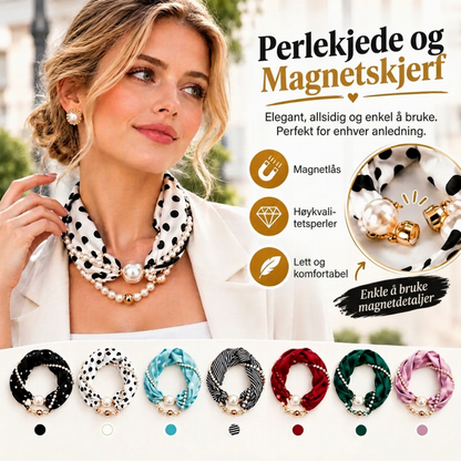 📿 50 % rabatt 🧣 Perle-sjalcollier – tidløs eleganz, justerbar sløyfe og smykker uten huller 🤍