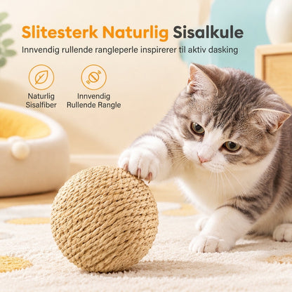 ⏳Kun for en kort tid – 50% RABATT ⏰Slitesterk og bitbestandig sisalball for katter og kattunger