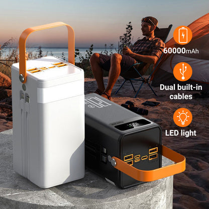 ⏳Kun for en kort tid – 50% RABATT ⏰🔋 60000mAh Høykapasitets Powerbank med LED-lys