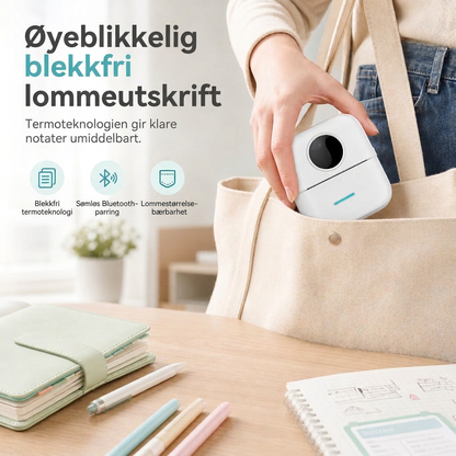 🎒 Begrenset tid 50 % rabatt ⚡ Bærbar Mini Bluetooth-termisk skriver
