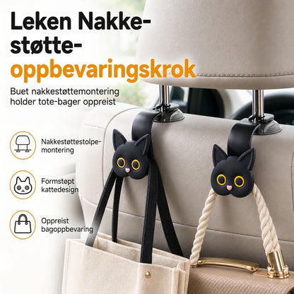 ⏳50 % RABATT! 🐱 Autofester-kroker i kattedesign – 2 pakning for vesker og handleposer, svart/hvitt