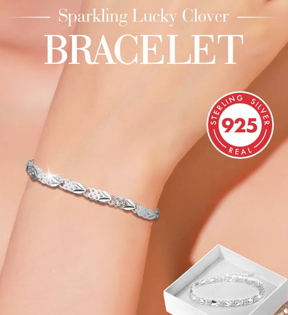 ✨Elegant glitrende firkløverarmbånd🍀Gratis smykkeskrin💝
