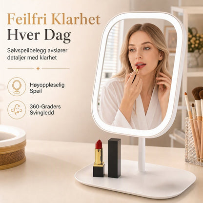 🪞 50 % RABATT! 💄 Bærbar, sammenleggbar LED-sminkespeil for skrivebordet – kompakt og ideelt for hybelen
