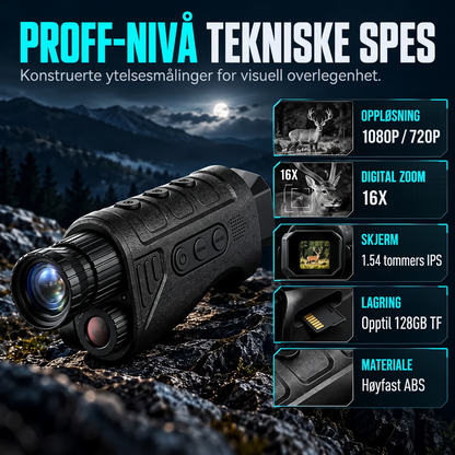 🔭 50 % RABATT! 🌙 1080P HD Nattsiktsmonokular – 16X Zoom og infrarød for jakt ✨