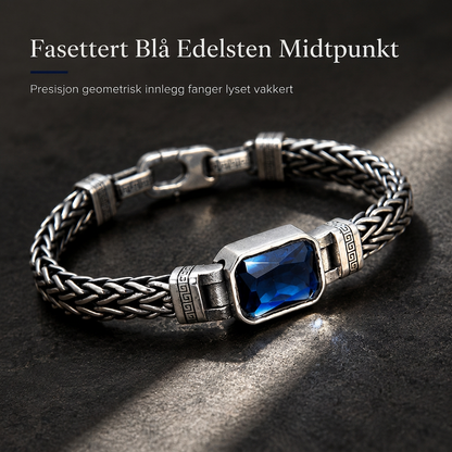 🔗 50 % RABATT! 💙 Håndflettet ankerkjedearmbånd – blå stein & vintage-sølv, 18–22 cm ✨